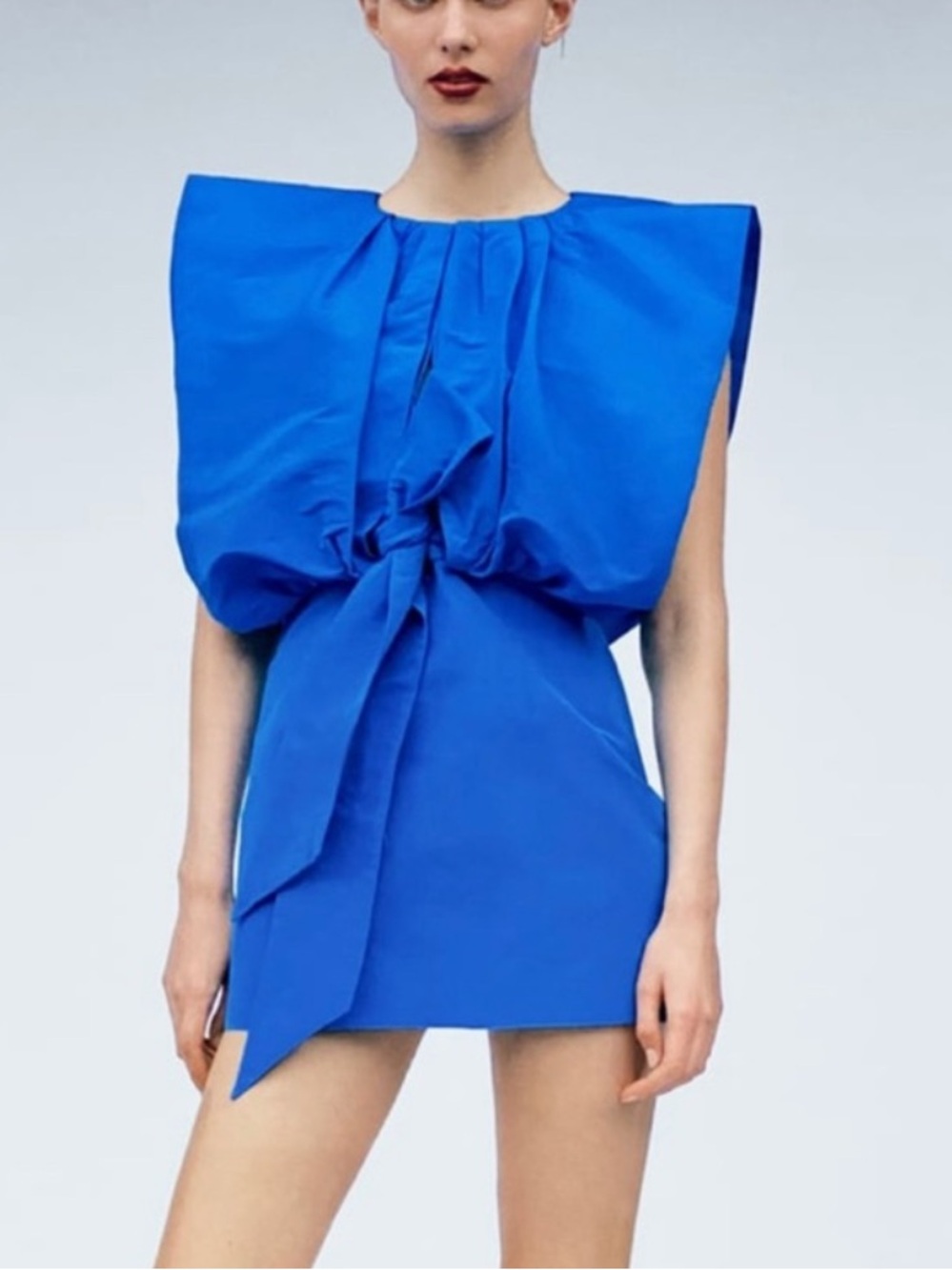 Zara Royal Blue Sleeveless Tie-Front Mini Dress
